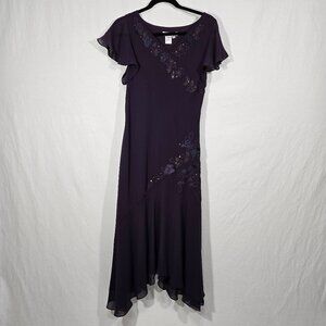 Vintage COLDWATER CREEK Y2K Whimsigoth Fairy WINE Embellished Maxi Dress Size 10